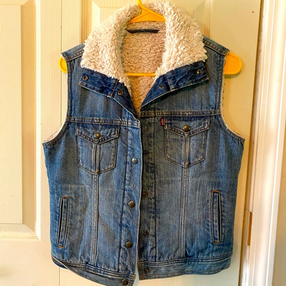 sherpa lined denim vest